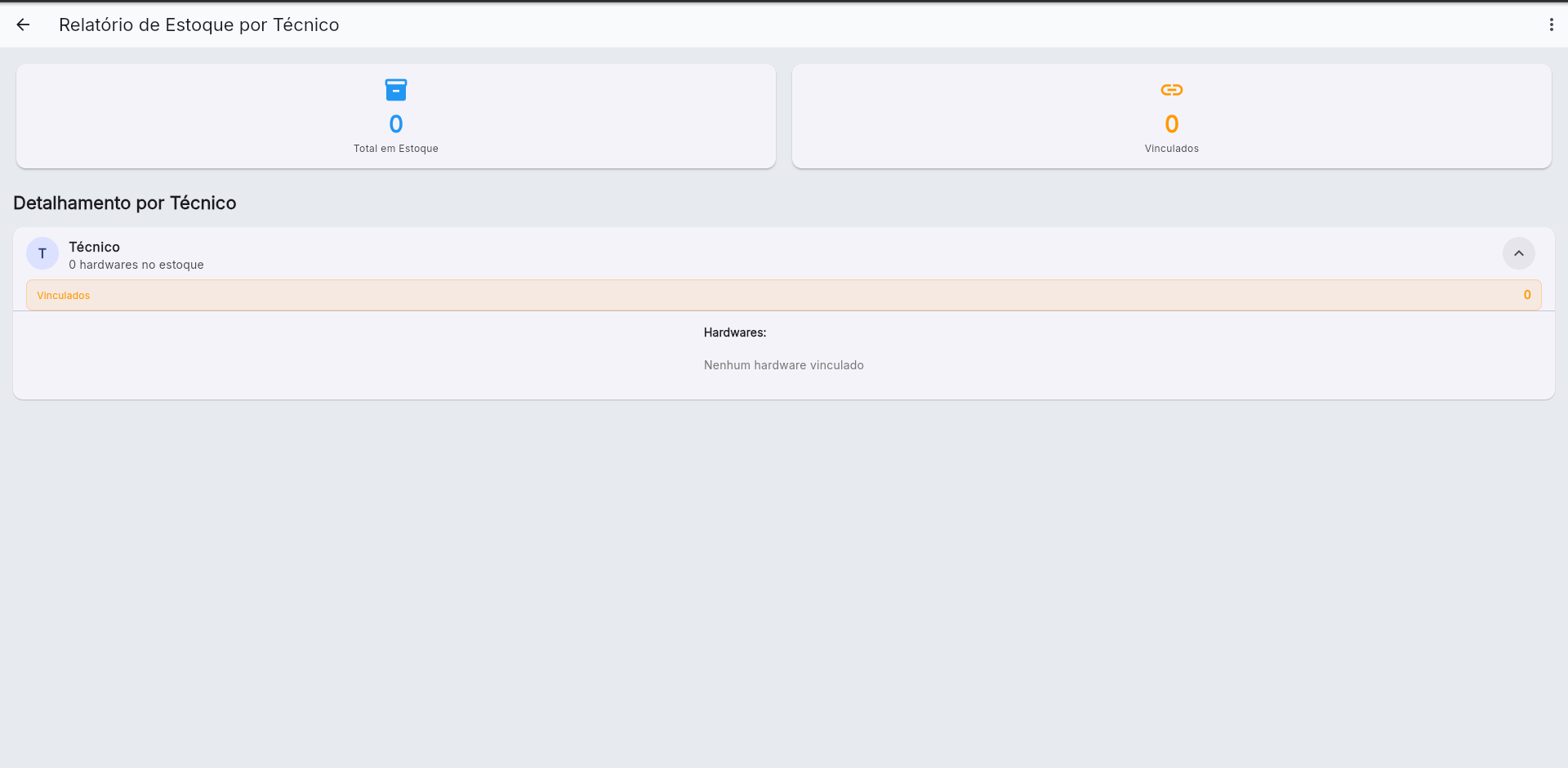 Estoque por técnico