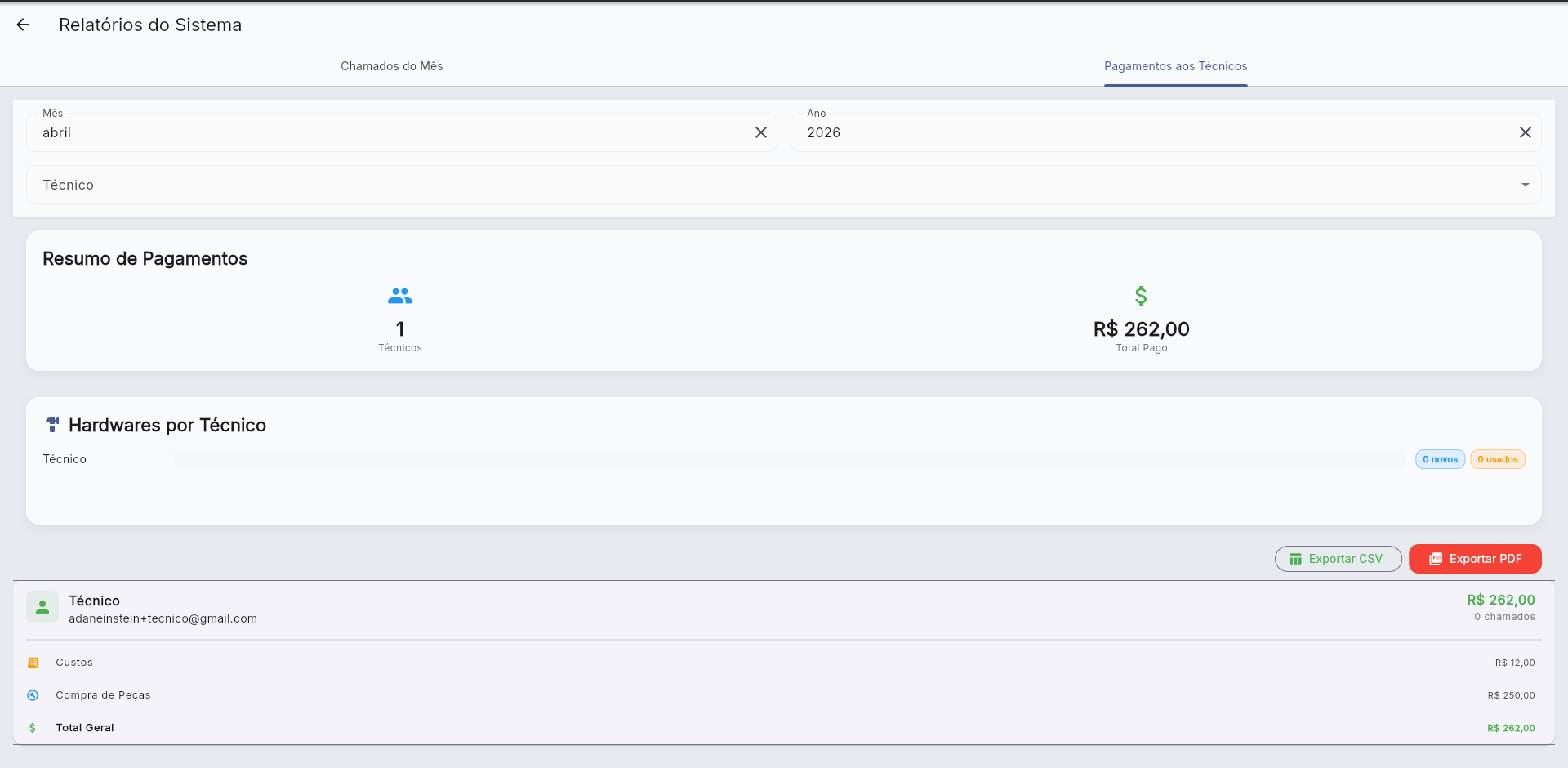 Relatório do sistema 2