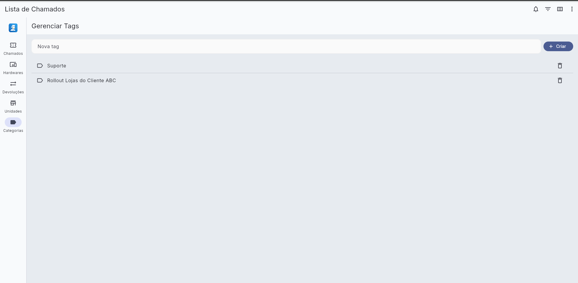 Gerenciamento de tags