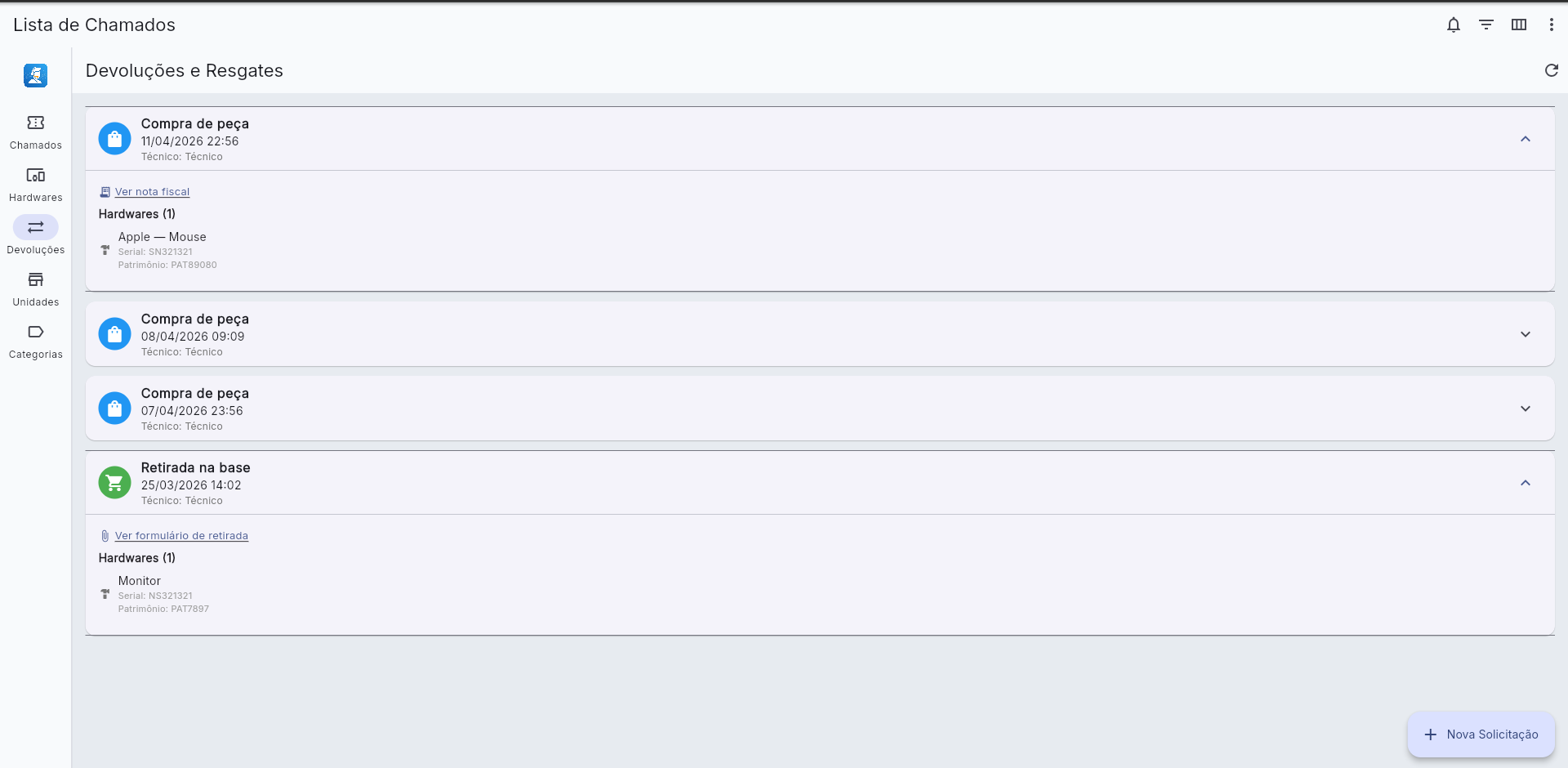 Resgates e devoluções