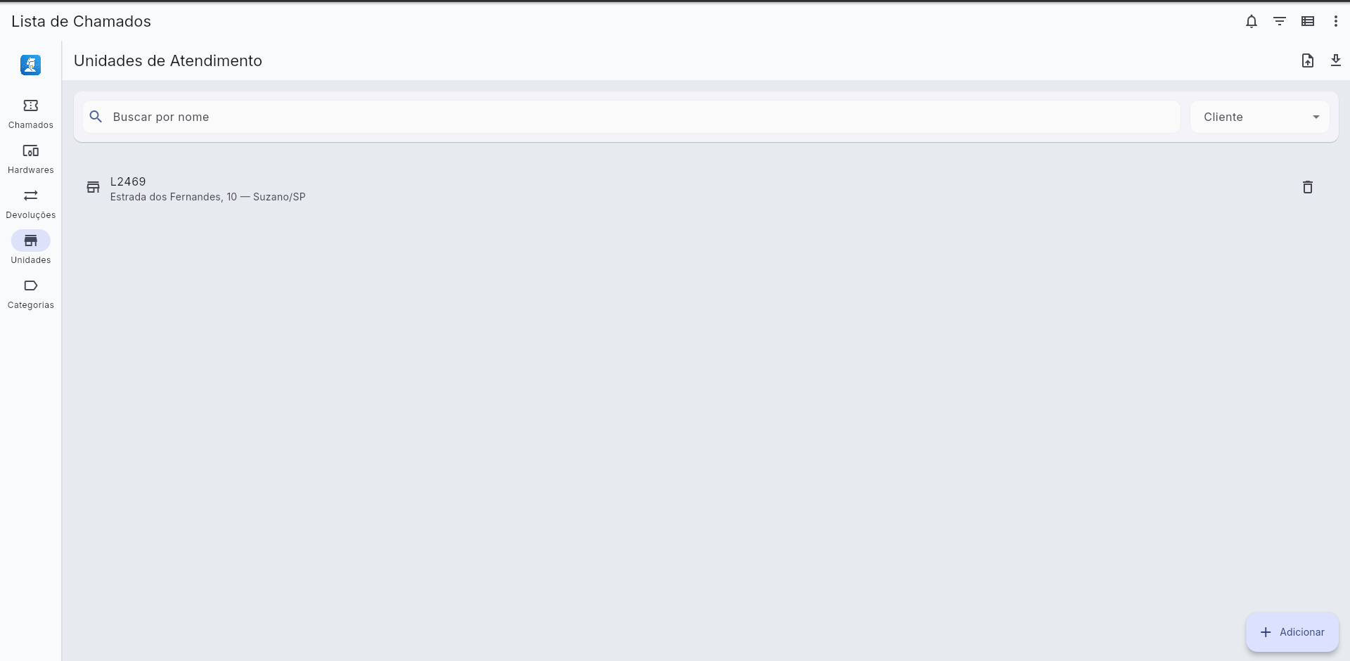 Unidades de atendimento