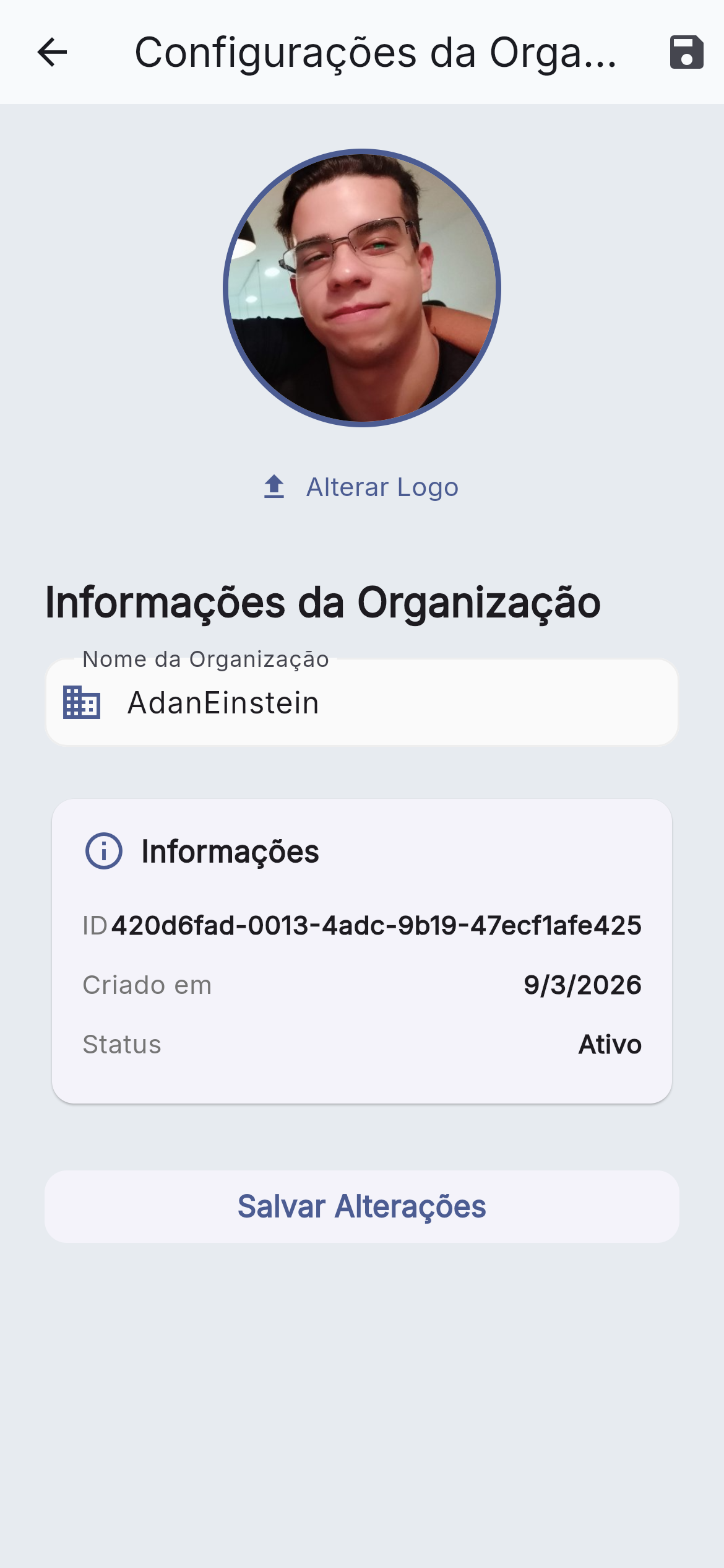 Configuração da organização