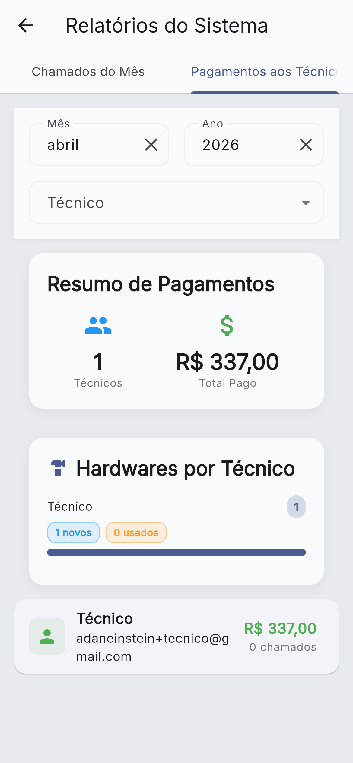 Relatório do sistema 2