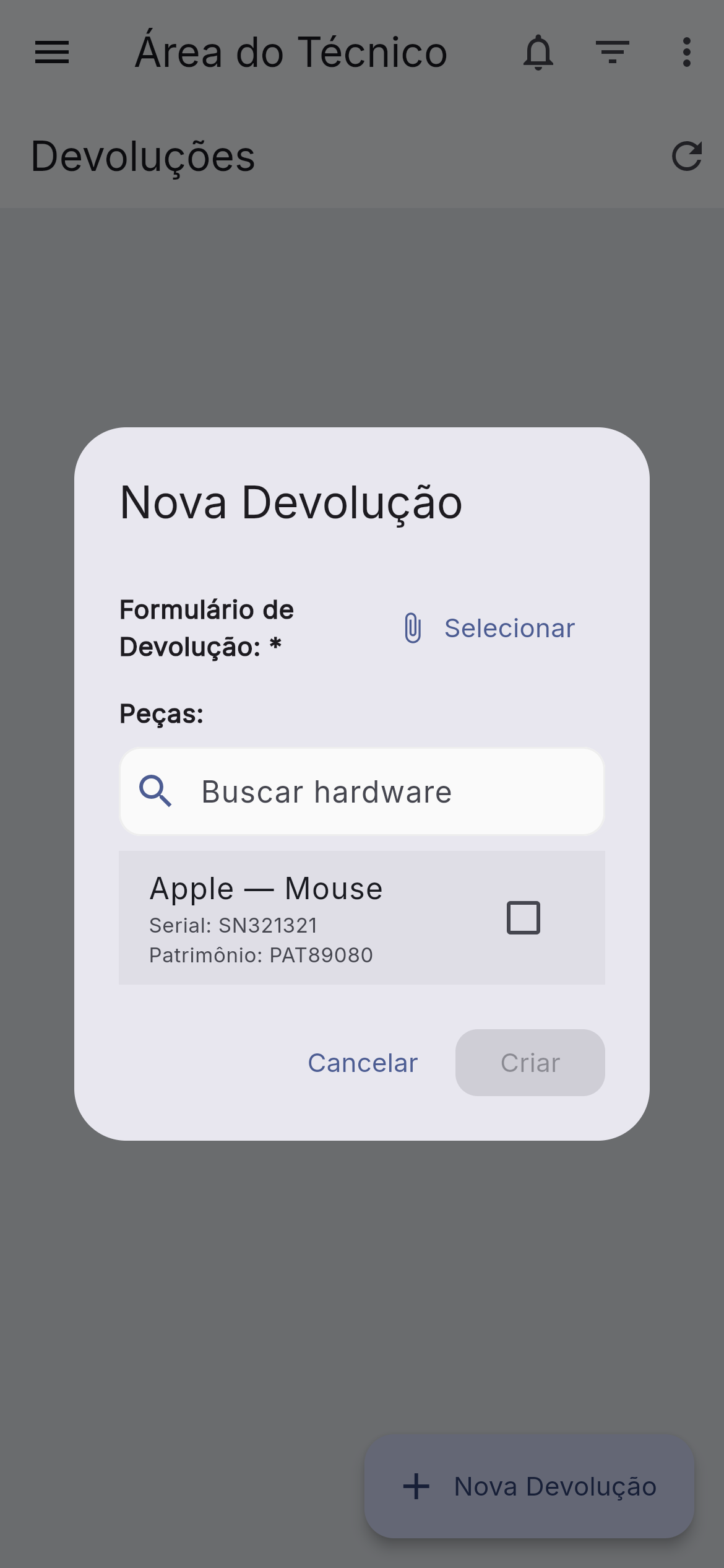 Nova devolução